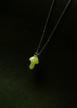 Hikerdelic Mushroom Necklace Silver - Space Green